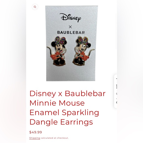 Disney x Baublebar Minnie Mouse Enamel Sparkling Dangle Earrings! - Picture 4 of 5